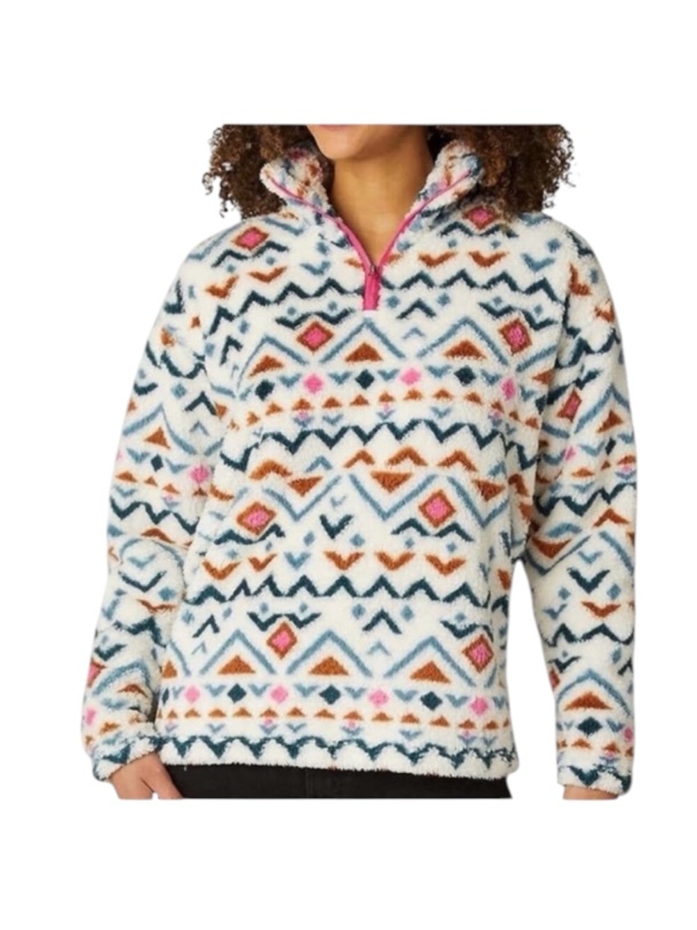 EDDIE BAUER Women's Large pullover Aztec Patterned Fleece Sweater/Jacket Large
